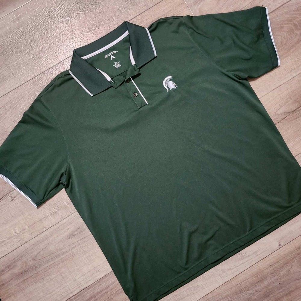 Antigua Michigan State University Spartans Polo Shirt Mens XL Green MSU NCAA